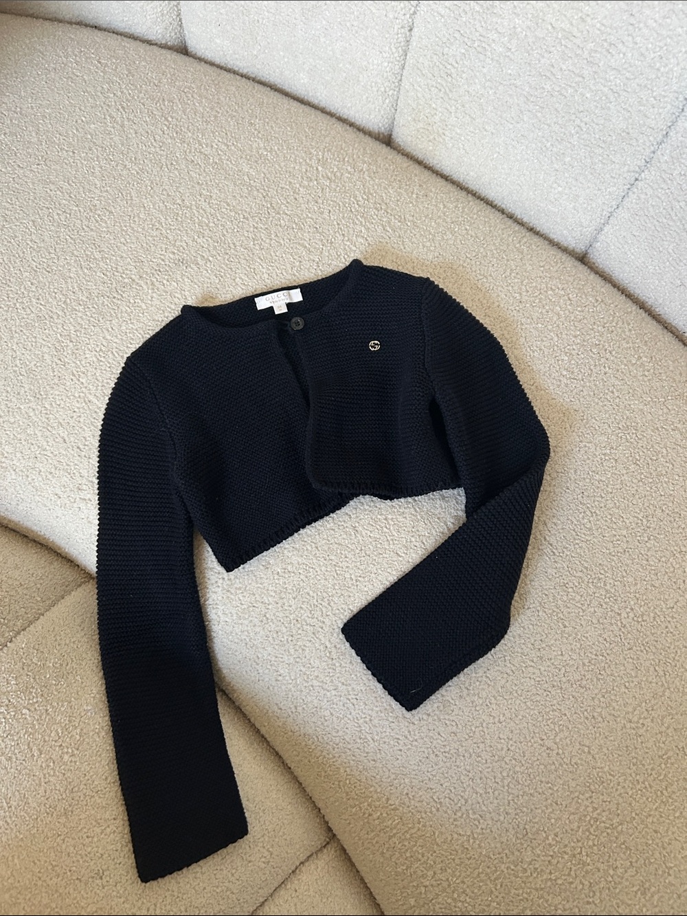 Gucci Black Cropped Knit Bolero Jacket